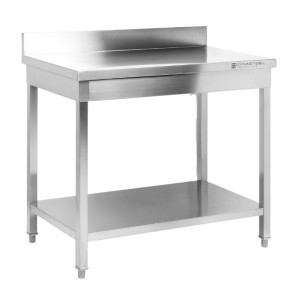 Edelstahltisch 1000x600 mm Rückwand und Unterregal