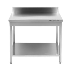 Edelstahltisch 1000x600 mm Rückwand und Unterregal