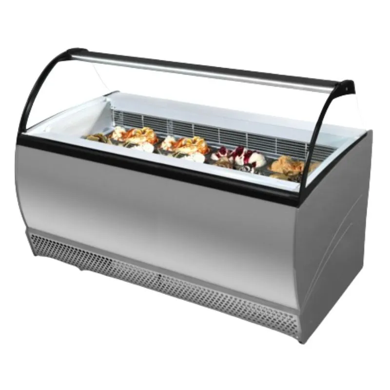 Eisvitrine mit gebogenem Glas-Windschutz - 13 x 5 L