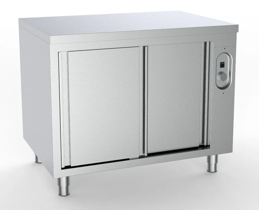 Edelstahl-Wärmeschrank mit 2 Schiebetüren - B 1400 x T 700 mm