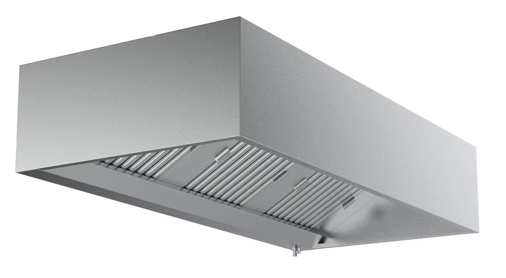 Kubische Dunstabzugshaube mit LED - Tiefe 950 - 1600 mm