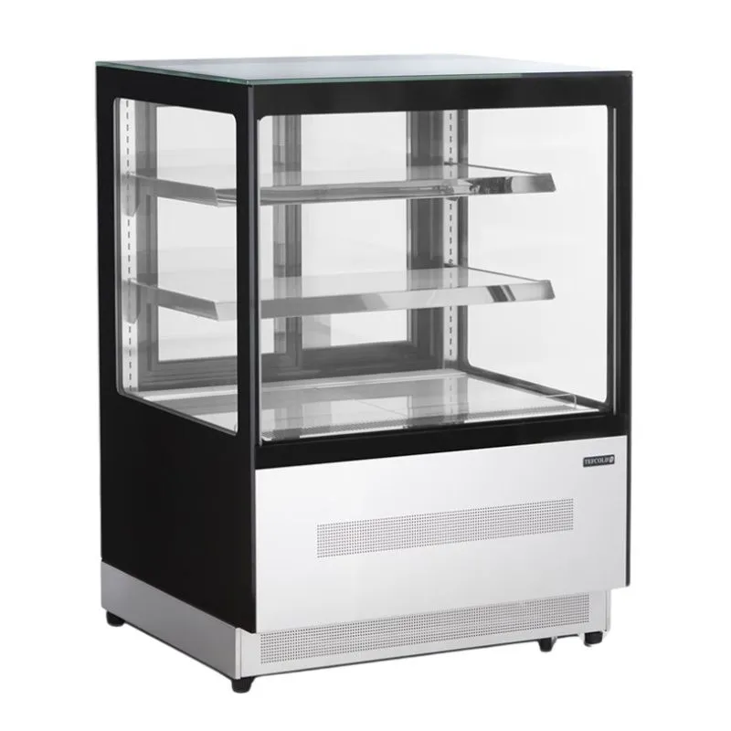 Schwarze Kühlvitrine Theke 2 Glastüren - 140 L