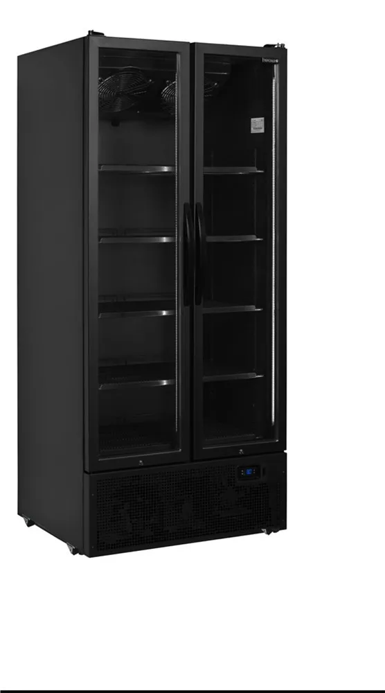 Schwarzer Kühlschrank - 2 Glastüren - 535 L