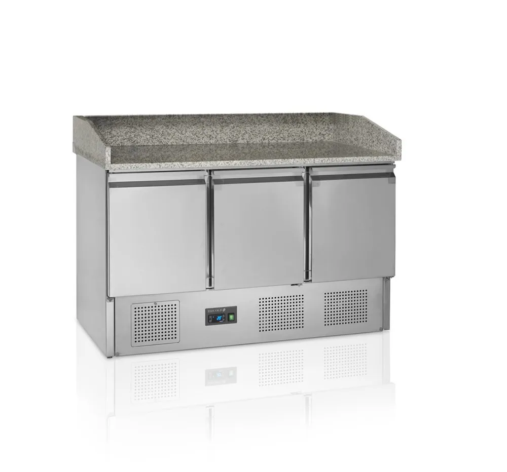 Edelstahl-Pizzatisch GN 1/1 - 3 Volltüren