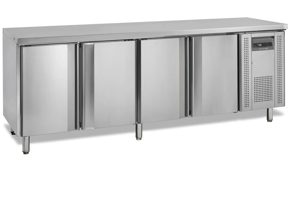 Tiefkühltisch aus Edelstahl - 4 Türen - 460 L