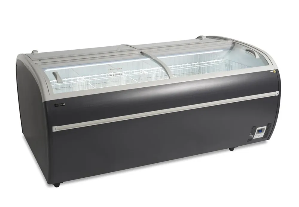 Kühlschrank Gefrierschrank 2 Abdeckungen Gebogenes Glas Grau 1255 L