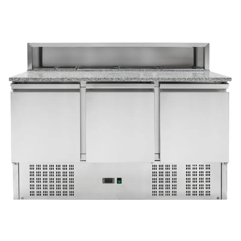Gekühltes Pizzamöbel - 3 Türen - 8 GN 1/6 Behälter