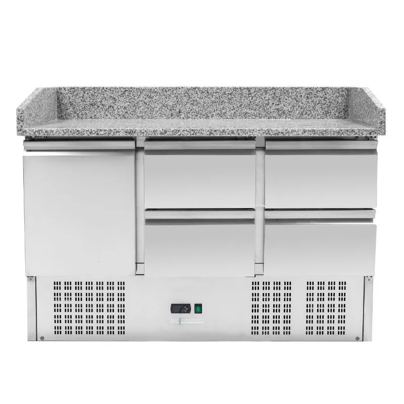 Kompakter Kühlschrank-Pizzatisch 600x400 - 1 Tür und 4 Schubladen