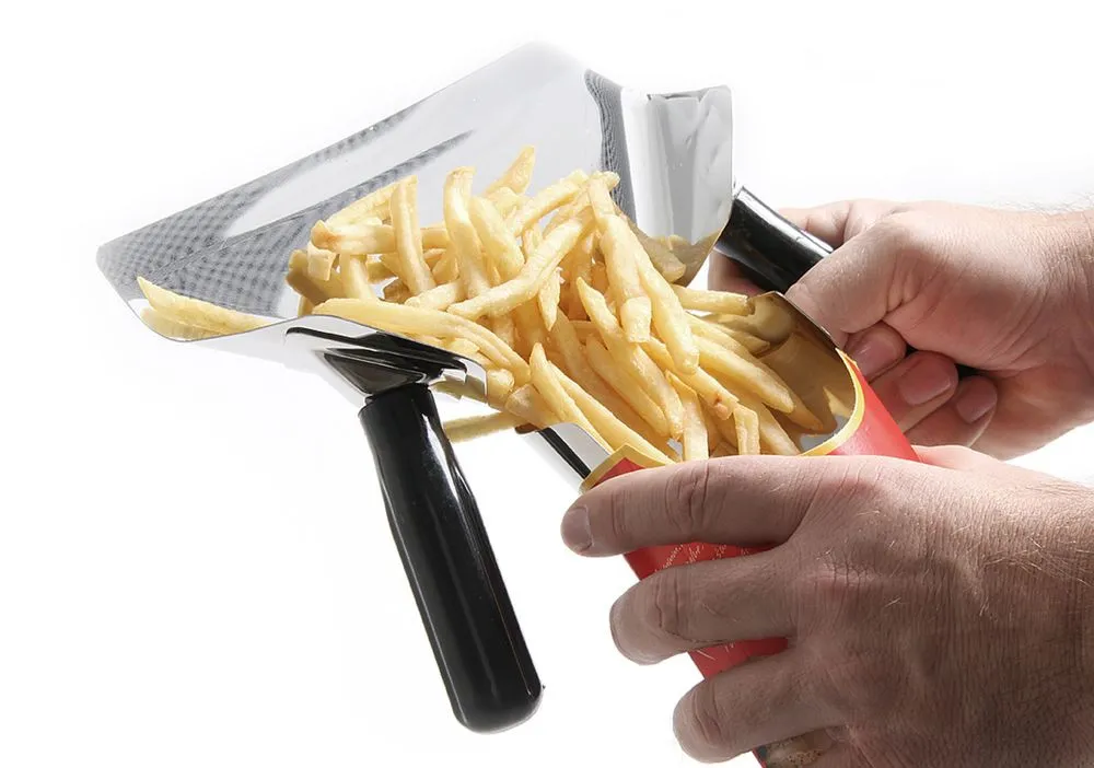 Edelstahl-Pommes-Frites-Schaufel mit abnehmbaren Griffen - 230 x 200 mm
