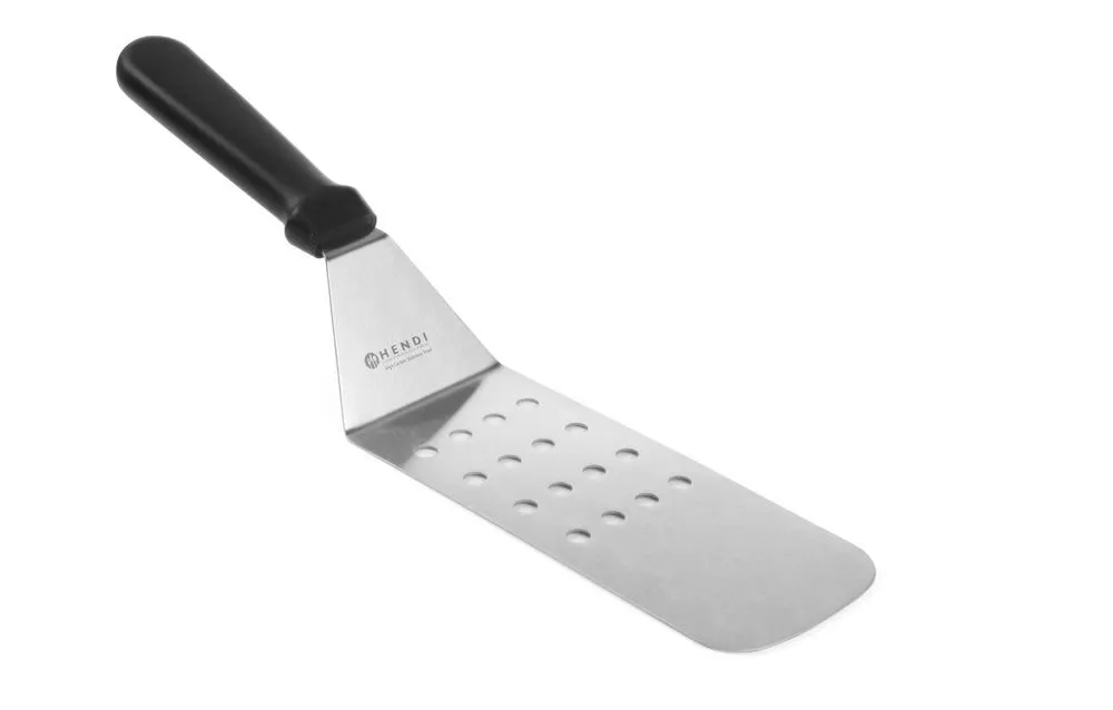 Flexible gelochter abgewinkelter Edelstahl-Spatel mit PP-Griff - 37 cm