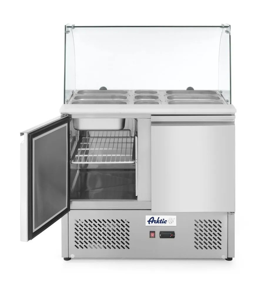 Theke 2 Türen - Kühlvitrine aus Glas - 2 GN 1/1 Behälter und 3 GN 1/6 Behälter - 300 L