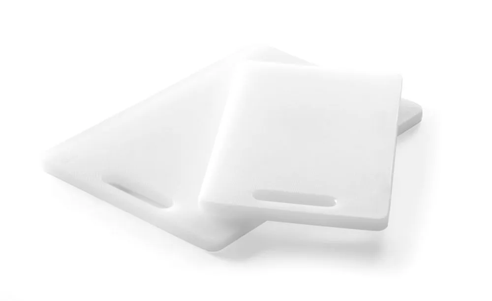Schneidebrett aus weißem Kunststoff mit Griff - 250 x 150 mm - Dicke 10 mm