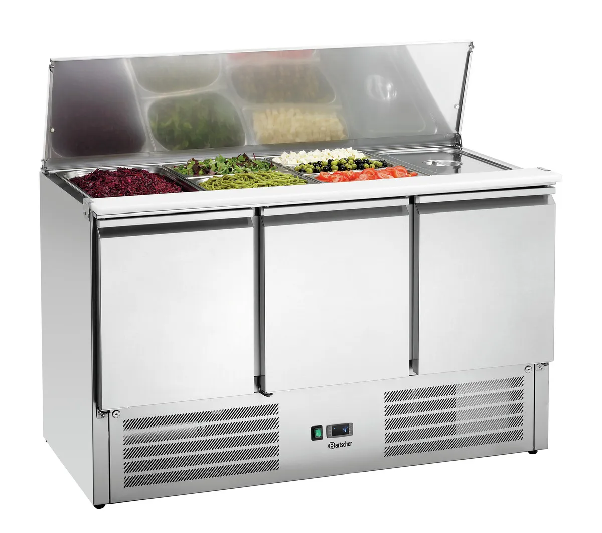 Gekühlte Saladette - 4 Behälter 1/1 GN - 3 Türen