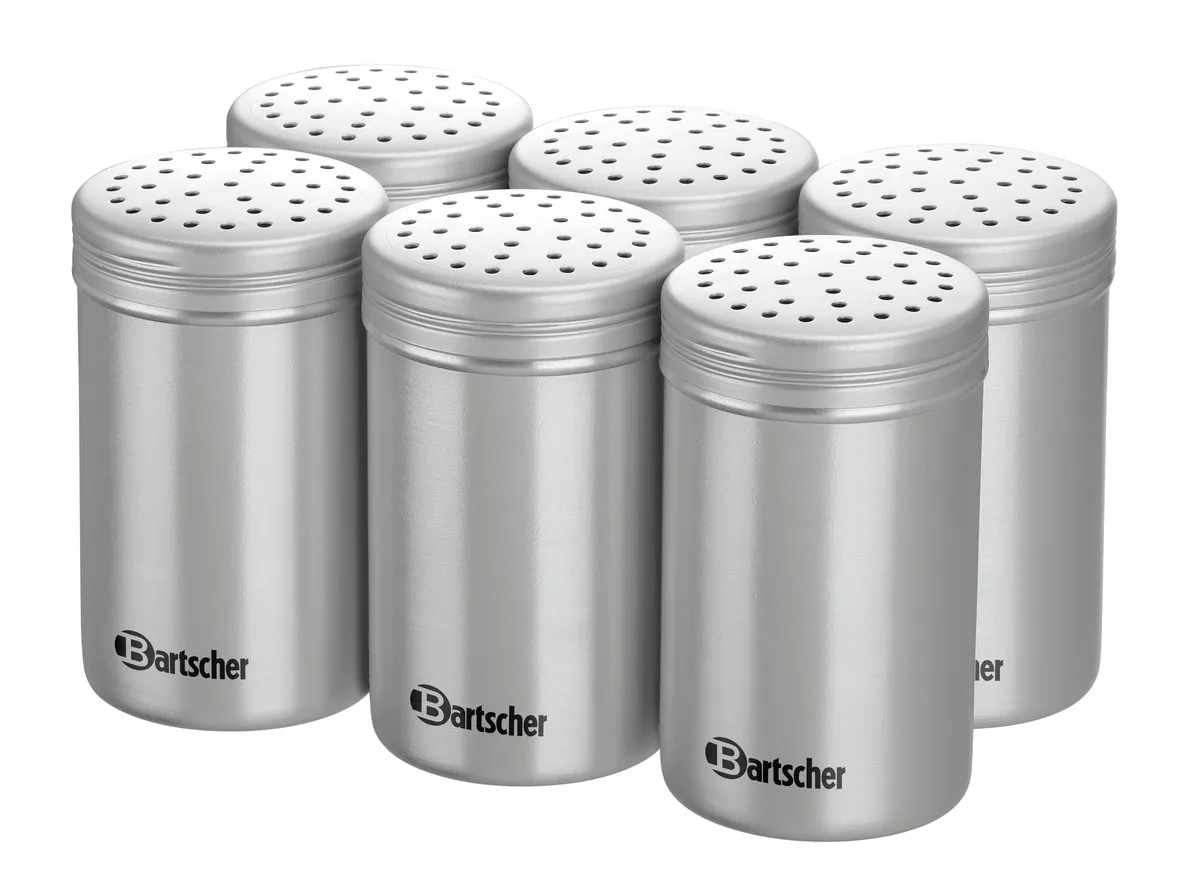 Set aus 6 Aluminium-Salzstreuern - 11 cm