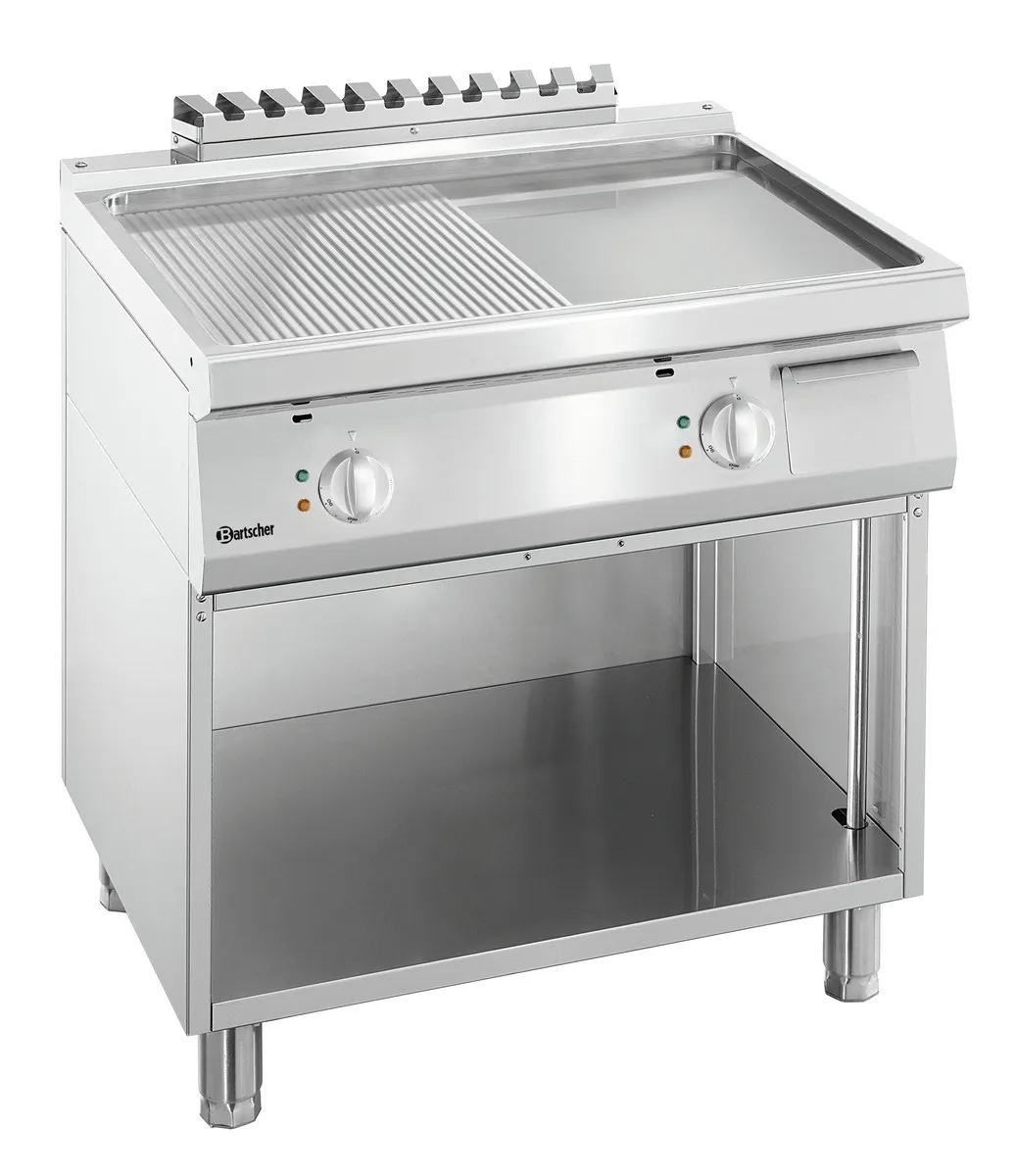 Platte zum Snacken 1/2 Glatt, 1/2 Gerillt Breite 800 - Elektrisch