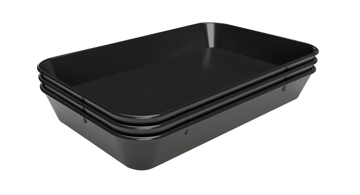 Schwarze Melamin-Präsentationsplatte - L 280 x B 420 x H 60 mm - Set von 3