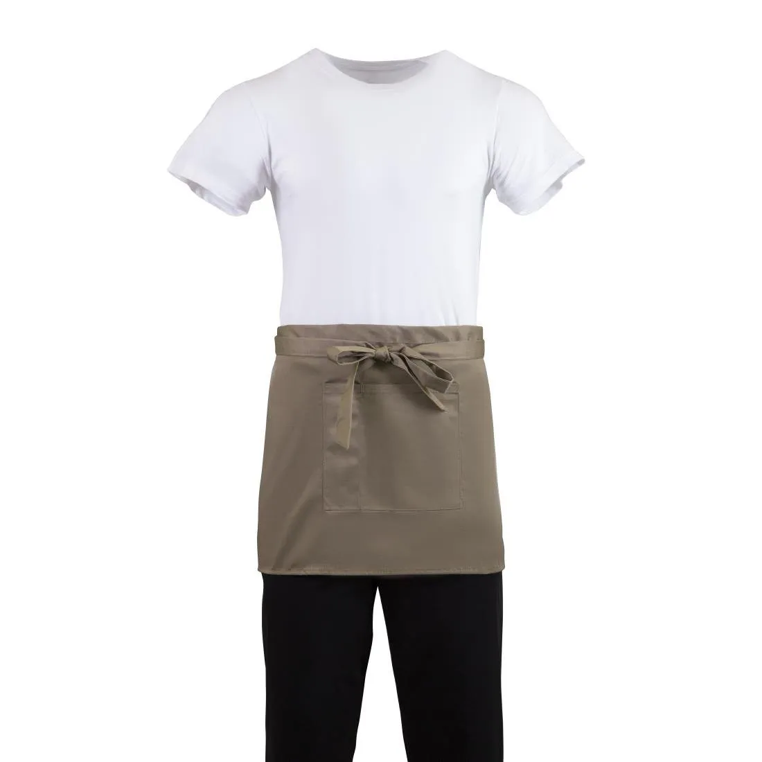 Kurze braune Servierschürze aus Polycotton - 373 x 750 mm