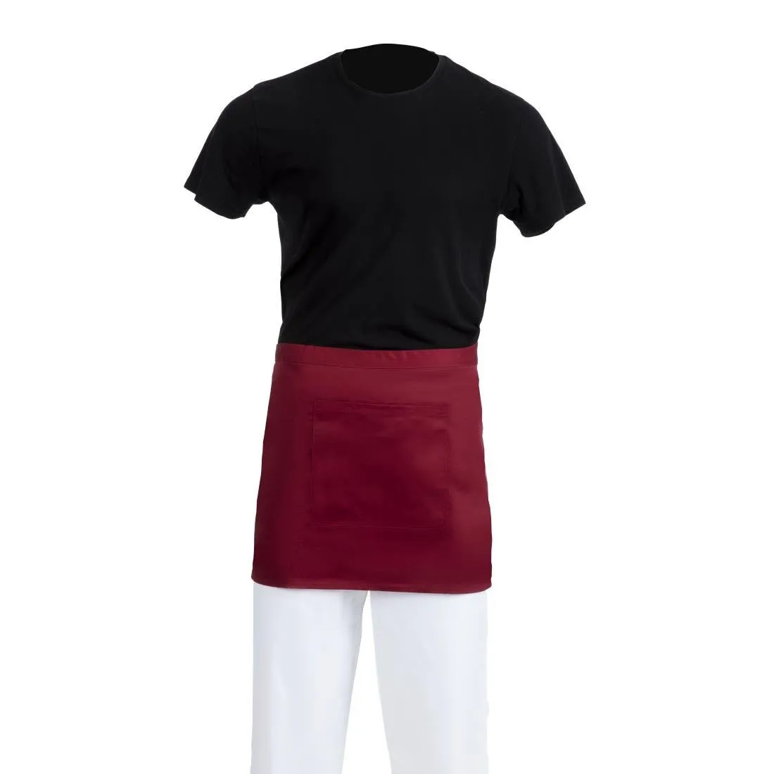 Kurze Kellnerschürze Bordeaux aus Polycotton - 373 x 750 mm