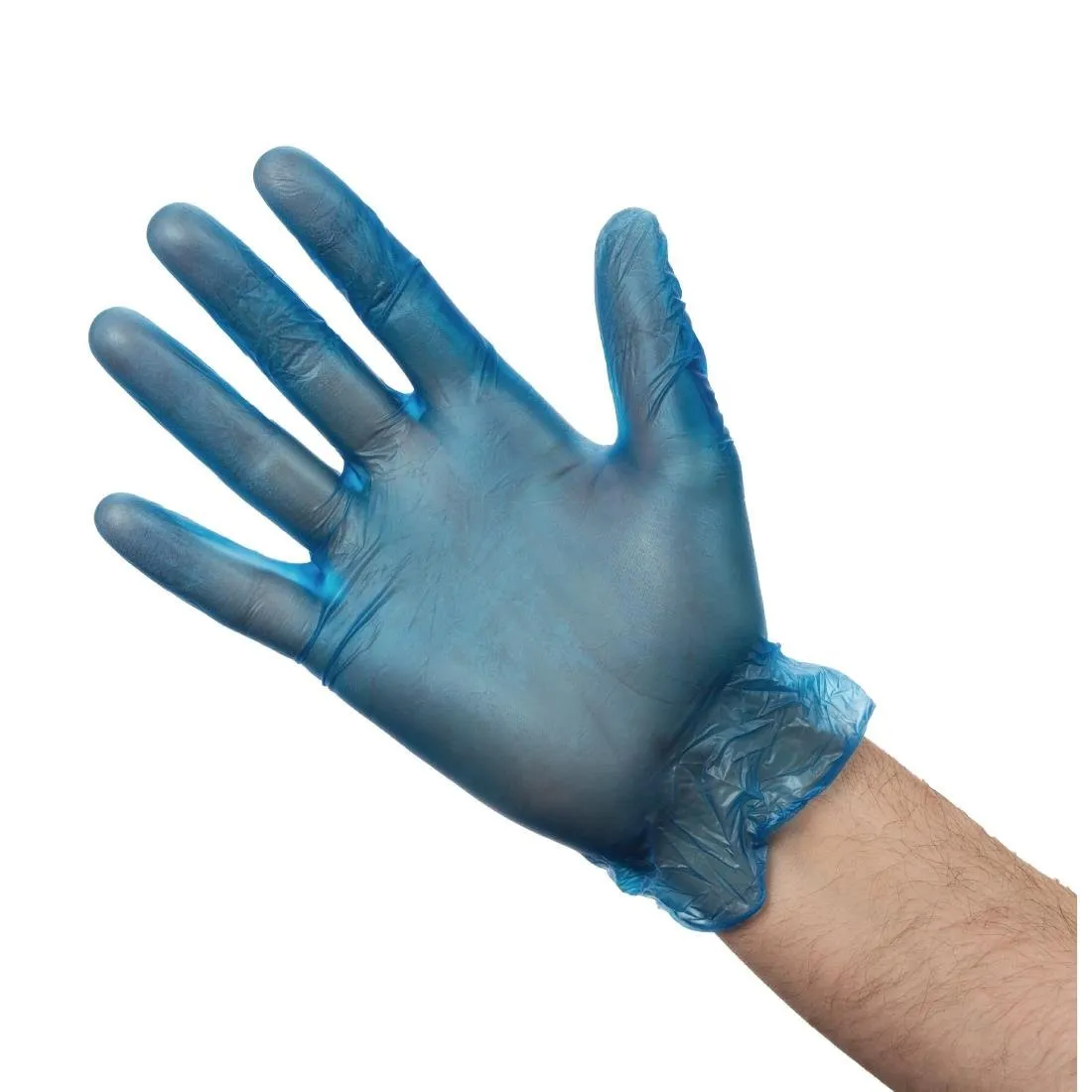 Lebensmittelhandschuhe aus gepudertem Vinyl in Blau Größe L - Packung mit 100