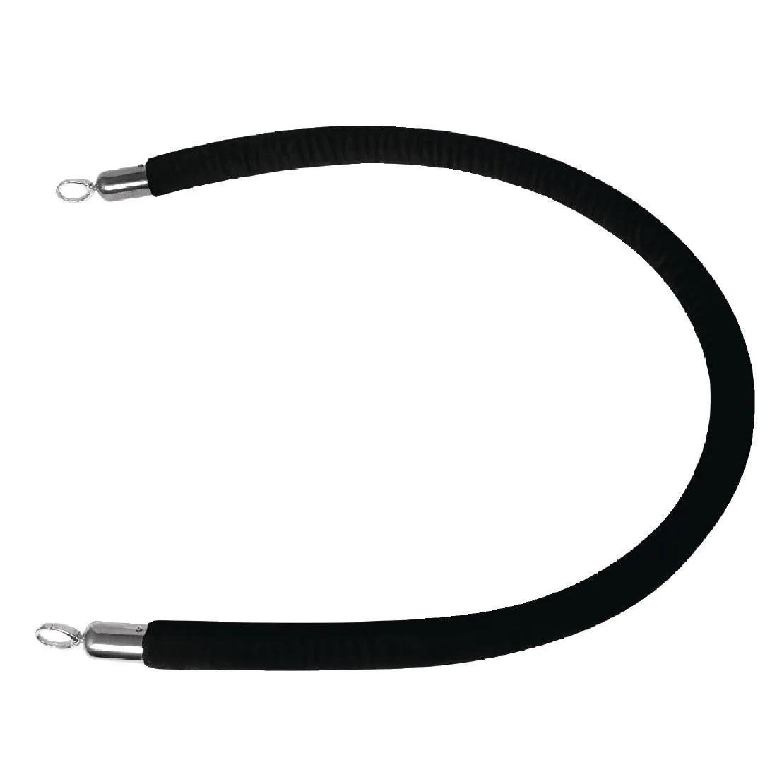 Schwarzes Empfangsband mit Edelstahl-Endstück und Legierungshaken - L 1,5 m