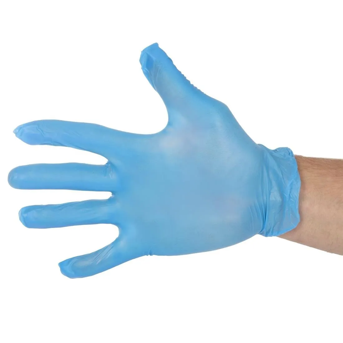 Lebensmittelsichere Vinylhandschuhe, unsteril, blau, Größe M - Packung mit 100