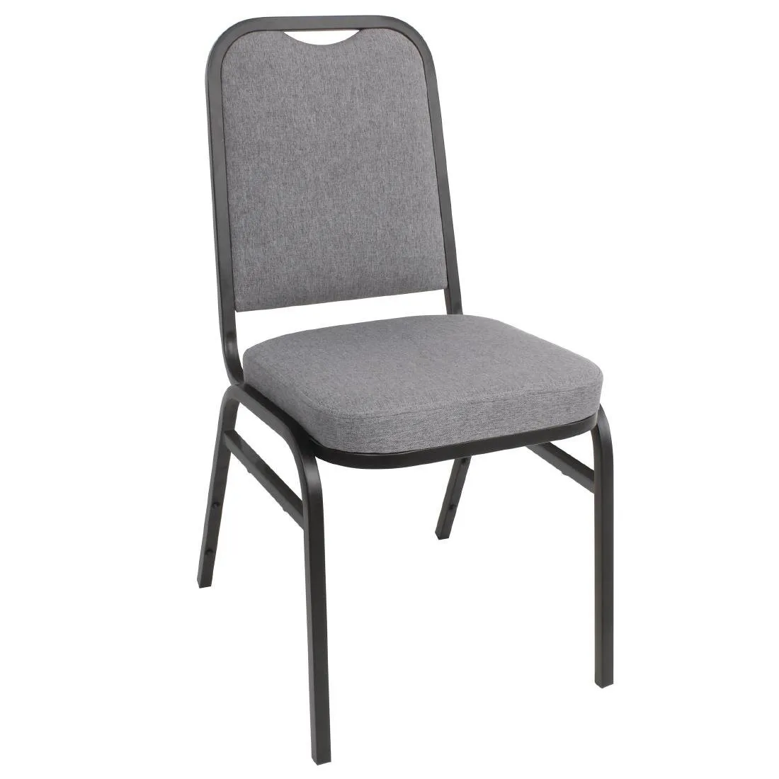 Bankettstuhl mit quadratischer Rückenlehne und grauem Stoff - Set mit 4