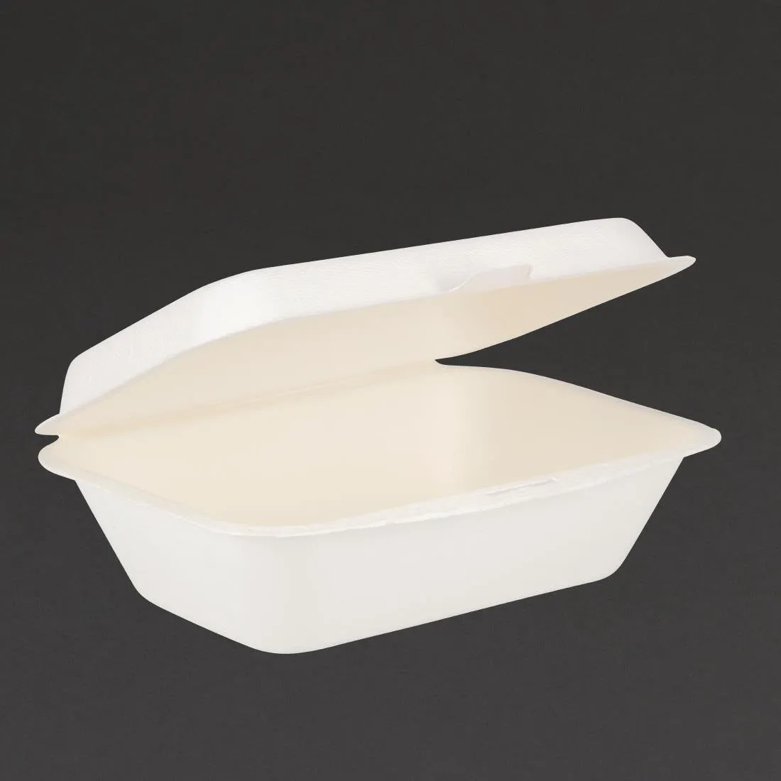 Scharnierdeckelschalen aus kompostierbarem Bagasse - 500 ml - Packung mit 250