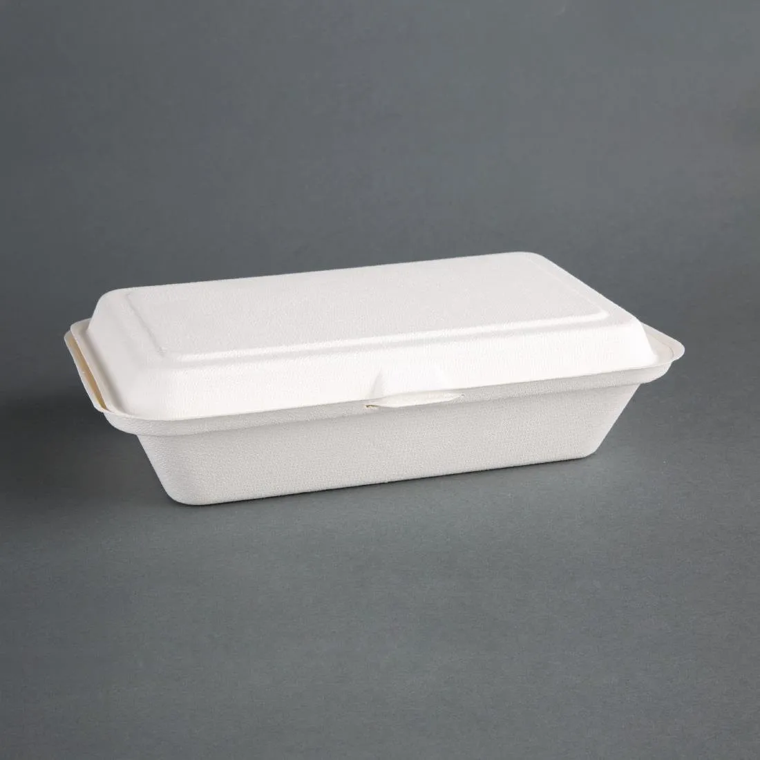 Scharnierdeckelschalen aus kompostierbarem Bagasse - L 248mm - Packung mit 250