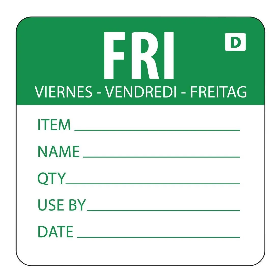 Lösliche Etiketten Wochentag "Freitag" - Rolle mit 250 Stück