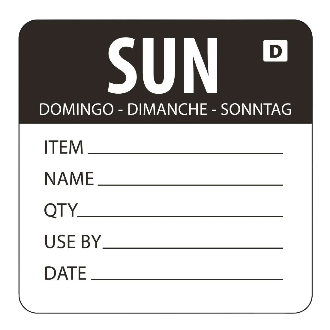 Lösliche Etiketten Wochentag "Sonntag" - Rolle mit 250 Stück