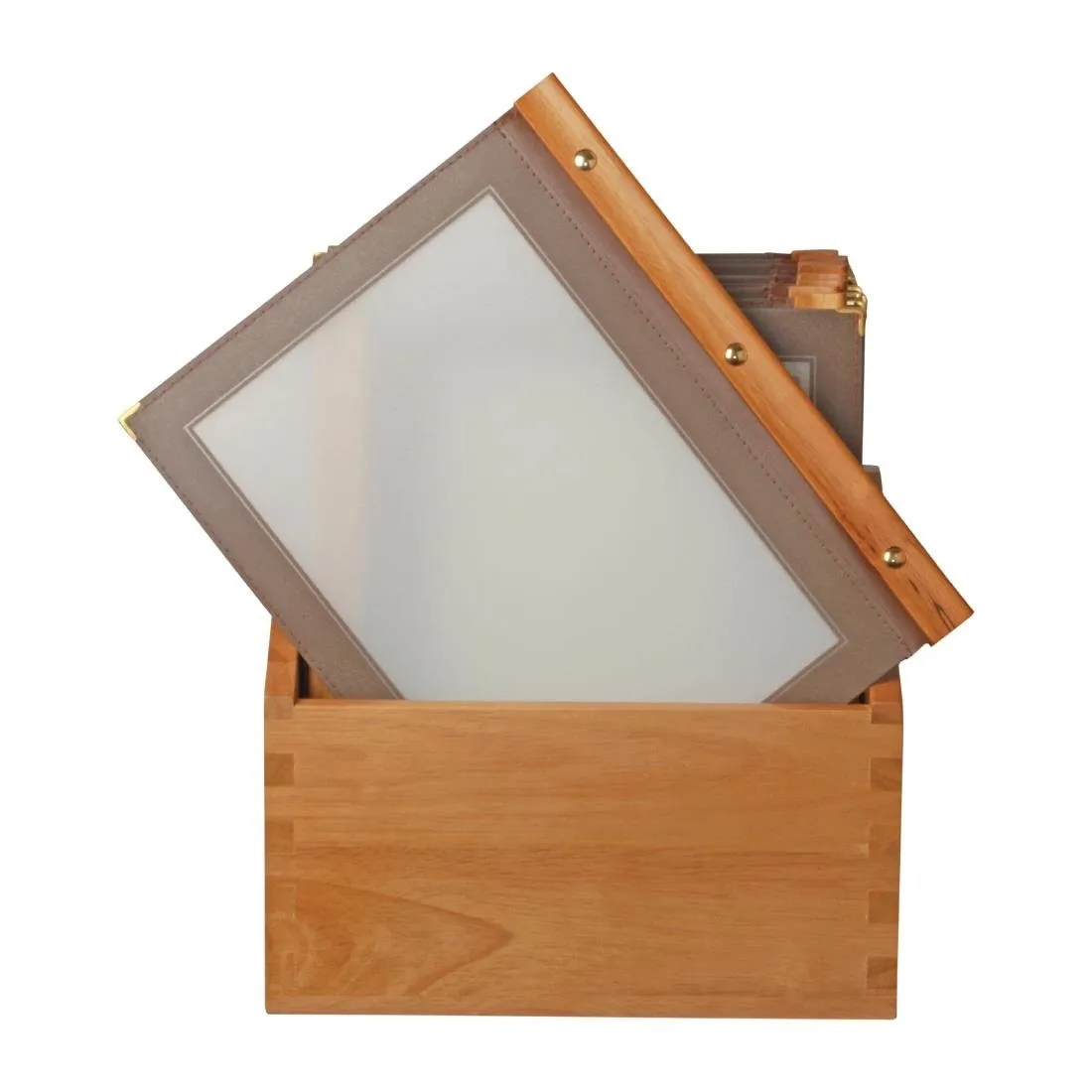 Speisekartenhalter aus Holz A4 Braun - Packung mit 20