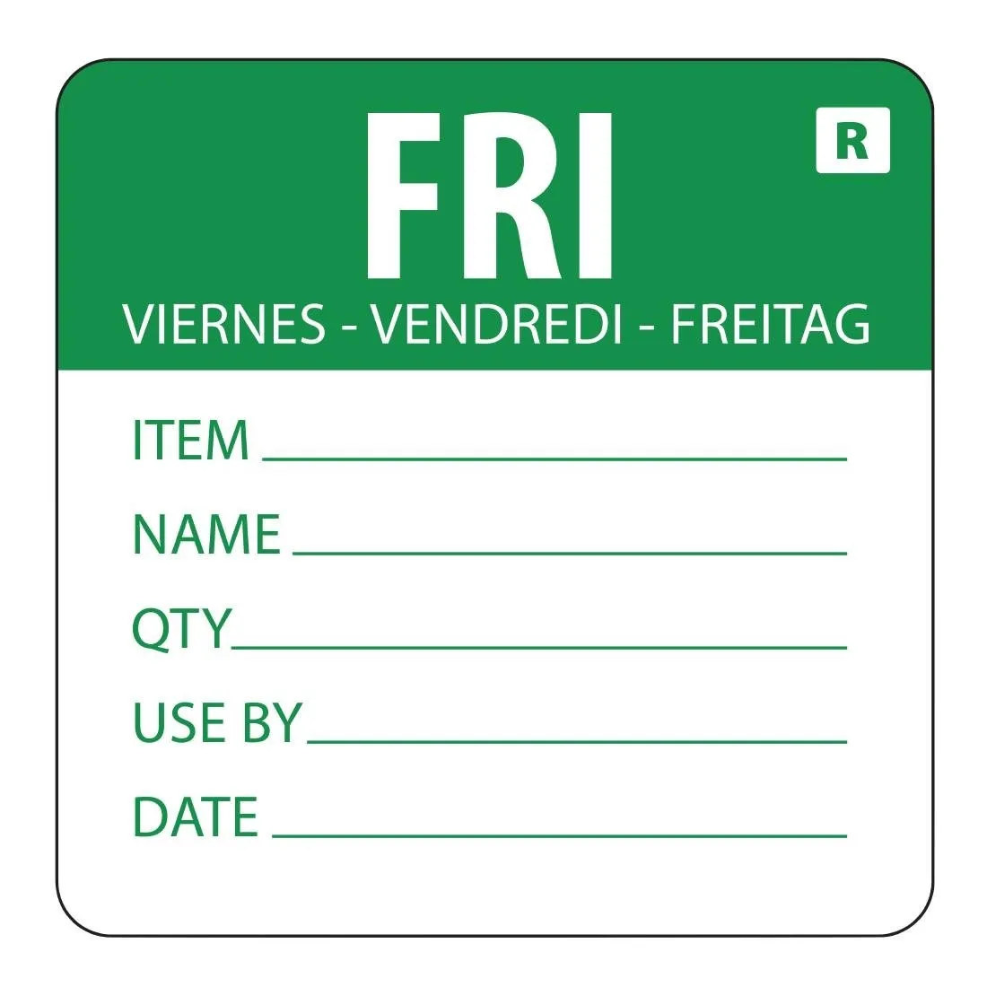 Abnehmbares Etikett "Freitag"