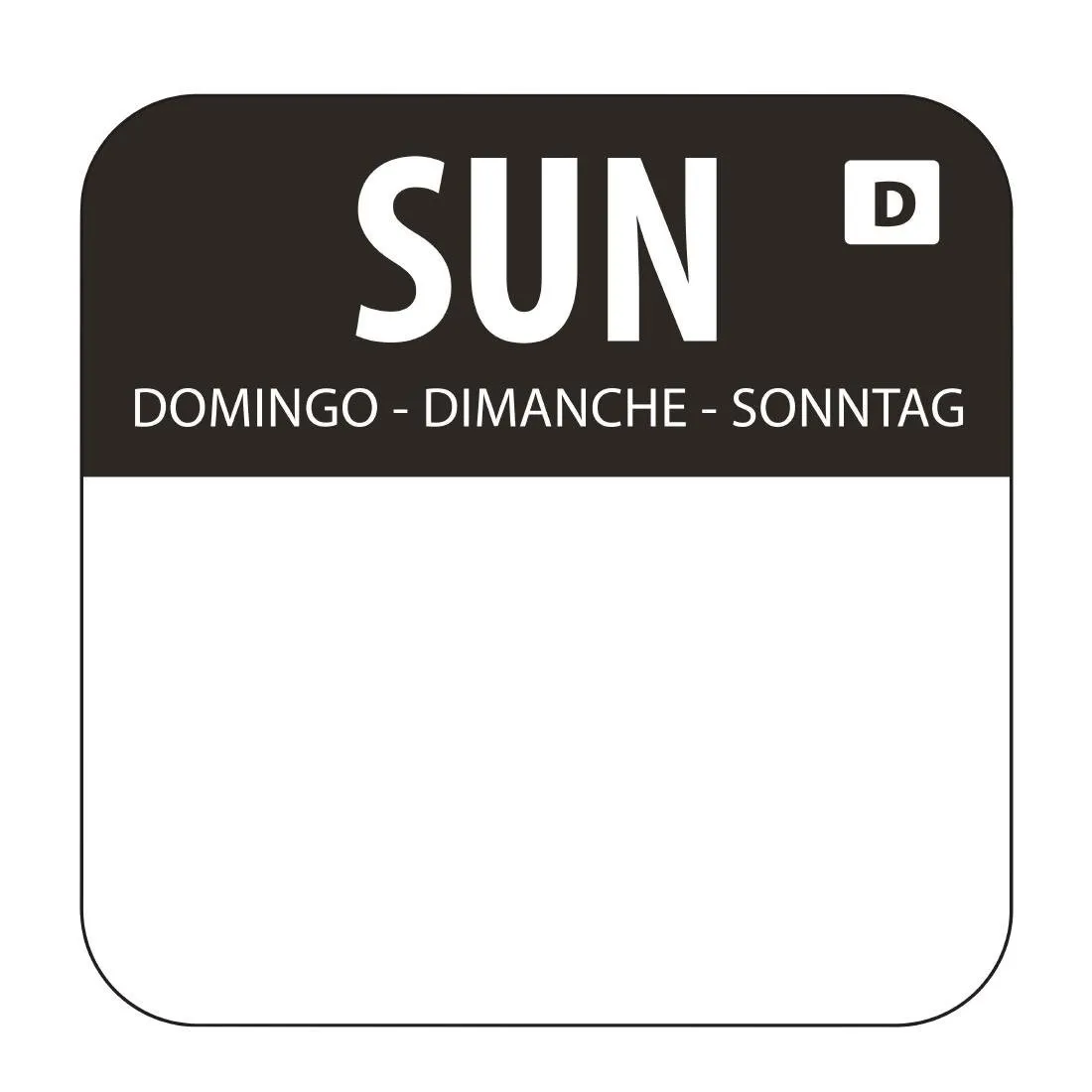 Lösliche Etiketten für Lebensmittel "Sonntag" - Schachtel mit 1000