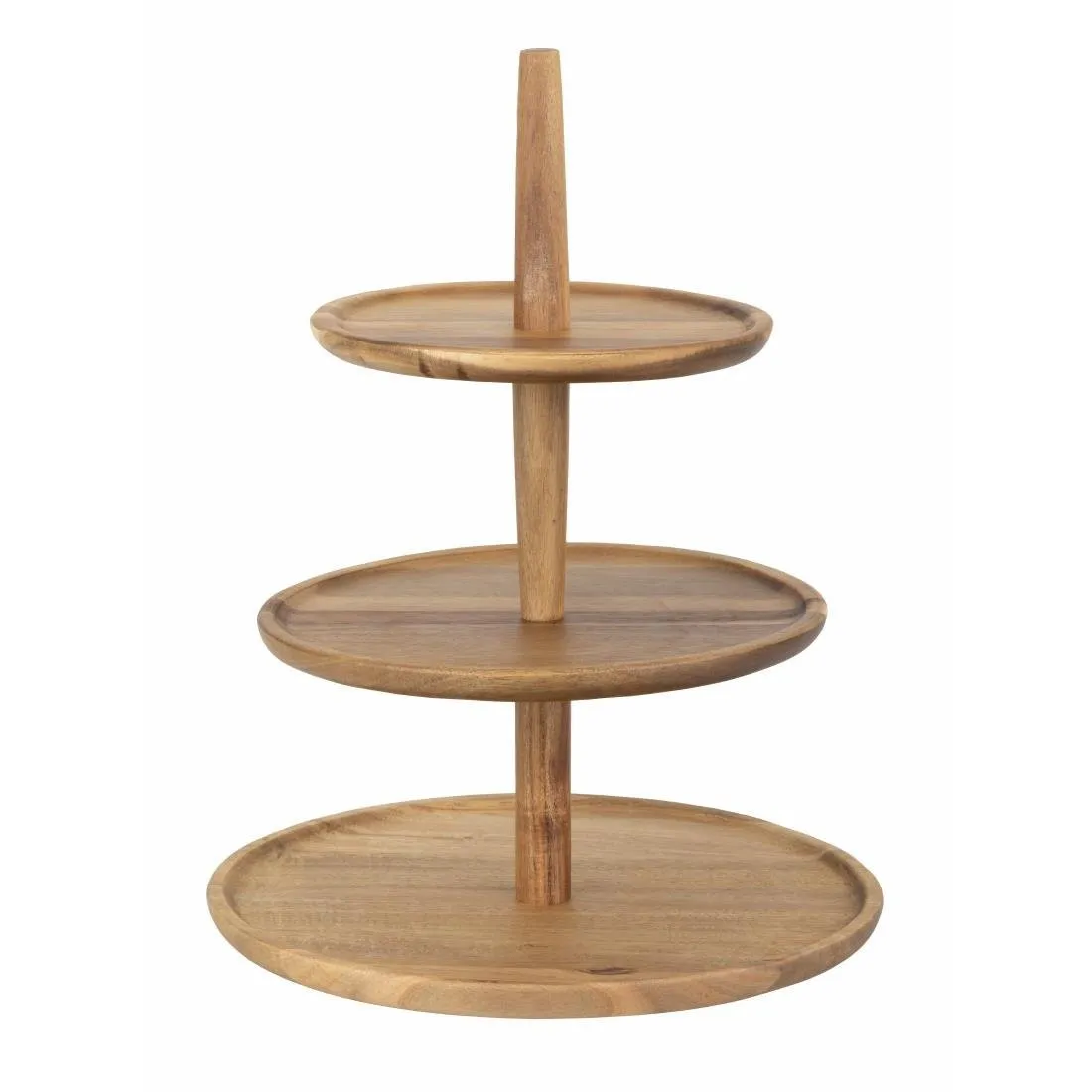 Präsentationsständer aus Akazie Ø305 x H395 mm - 3 Ebenen