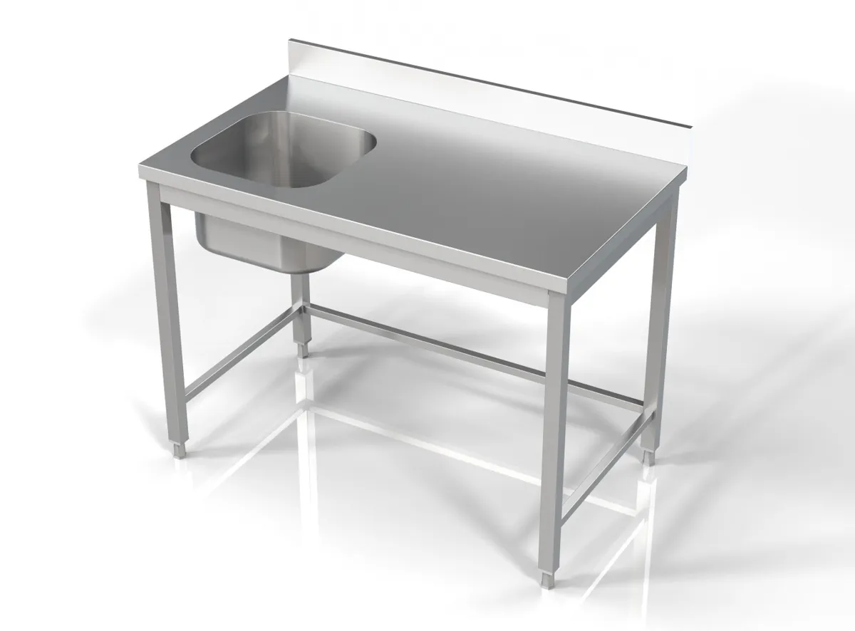 Einbauspüle 1 Becken links mit Rückwand - L 1200 x T 700 mm