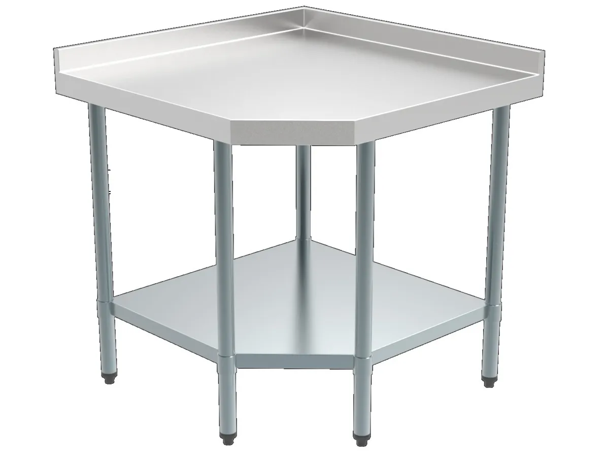 Demontierbarer Ecktisch mit Rückwand und Regal - L 900 x T 700 mm
