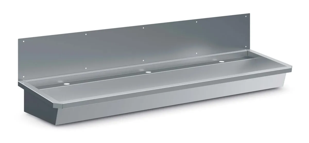 Edelstahlspüle mit Ablaufstopfen und Spritzschutzdeckel - L 1800 x T 468 mm