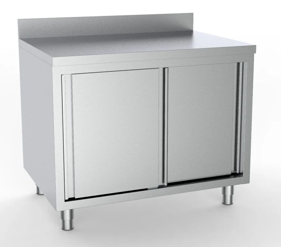 Edelstahl-Unterschrank mit 2 Türen und Aufkantung - L 1600 x T 700 mm