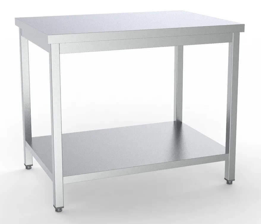 Edelstahltisch mit Regal - L 1600 x T 600 mm