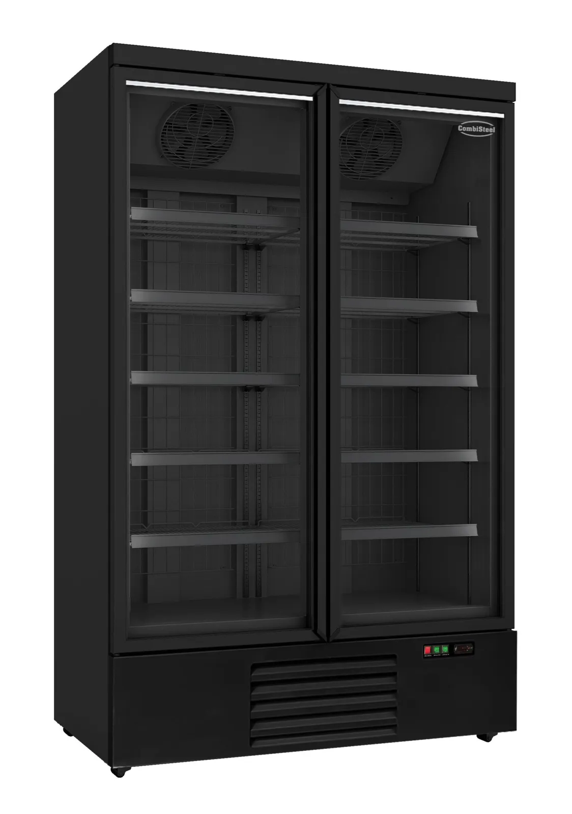 Schwarzer Negativ-Kühlschrank mit 2 Glastüren - 1000 L
