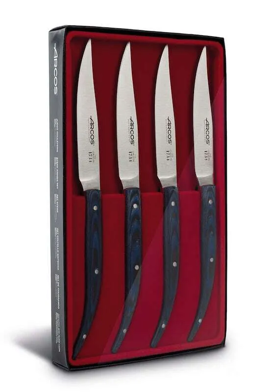 Steakmesser-Set 11 cm - Blaues Micarta