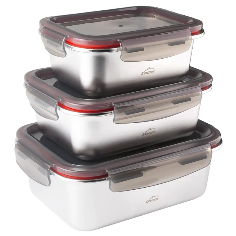 Edelstahlbox mit PP-Deckel Ecoinox 800 ml - Set von 3
