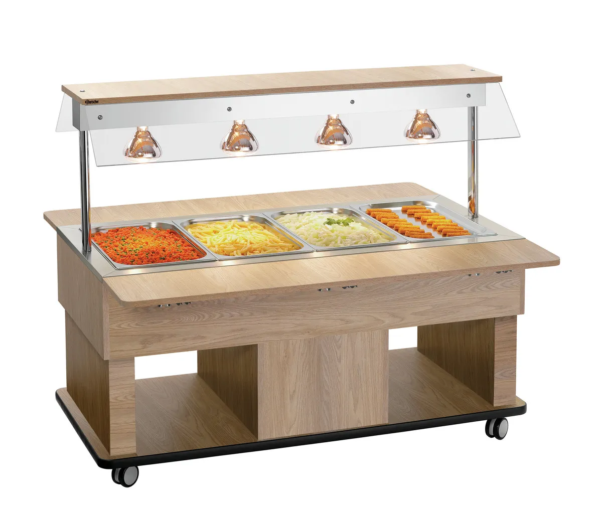 Kinder Buffetwagen Warm - 4 x GN 1/1