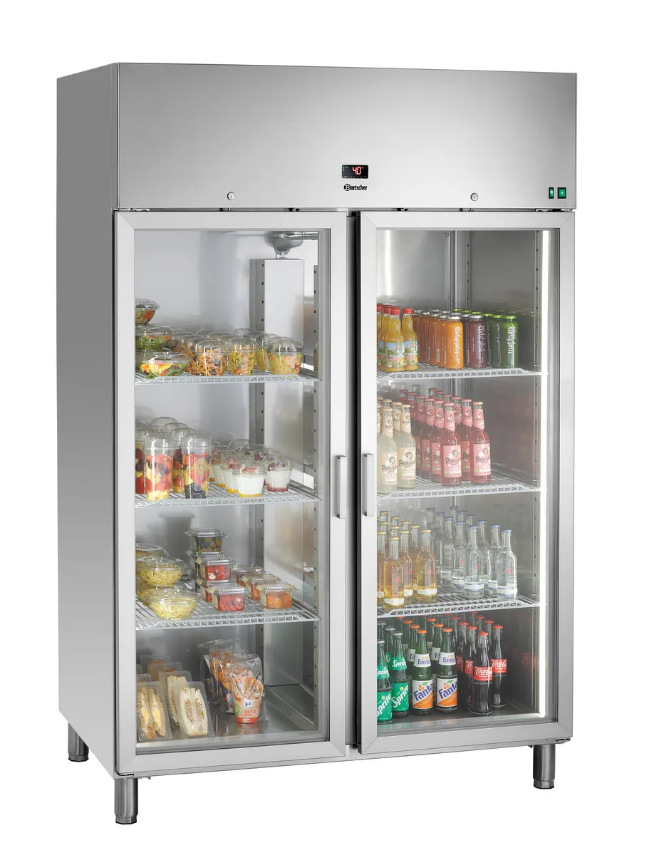 Positive Edelstahl-Glas-Kühlschrank - 922 L