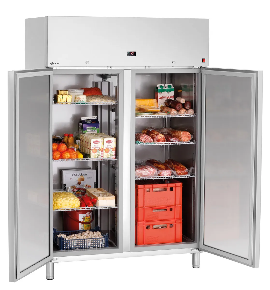 Positive Edelstahl-Kühlschrank - GN 2/1 - 1400 L