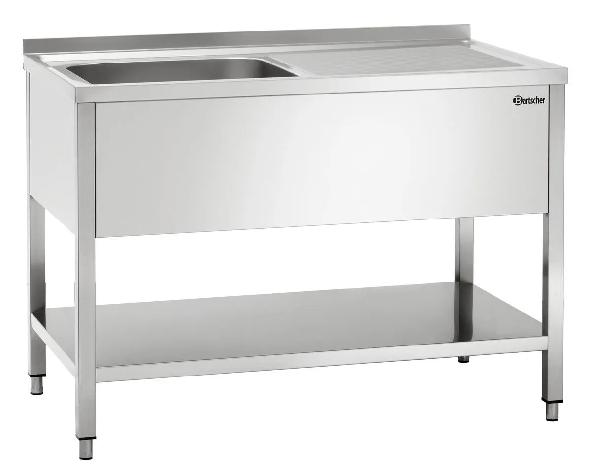 Spülbecken 1 Becken mit Rückwand und Unterregal - L 1200 x T 700 mm
