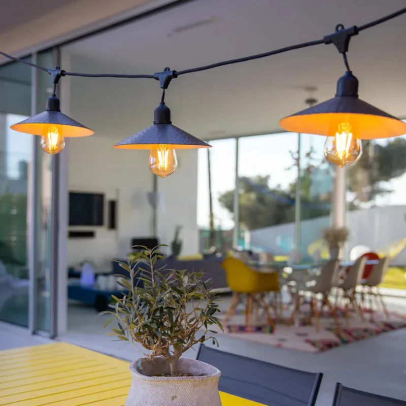Solarleuchtkette mit Stahlschirmen 6 m - Vinty Light Solar