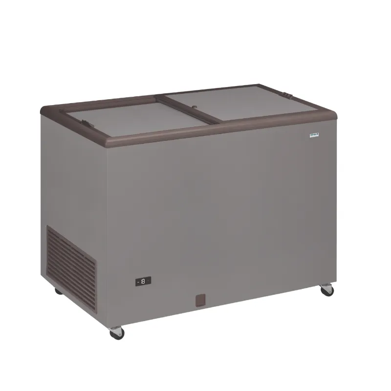 Professionelle Gefriertruhe Edelstahloptik und undurchsichtiger Deckel - 400 L