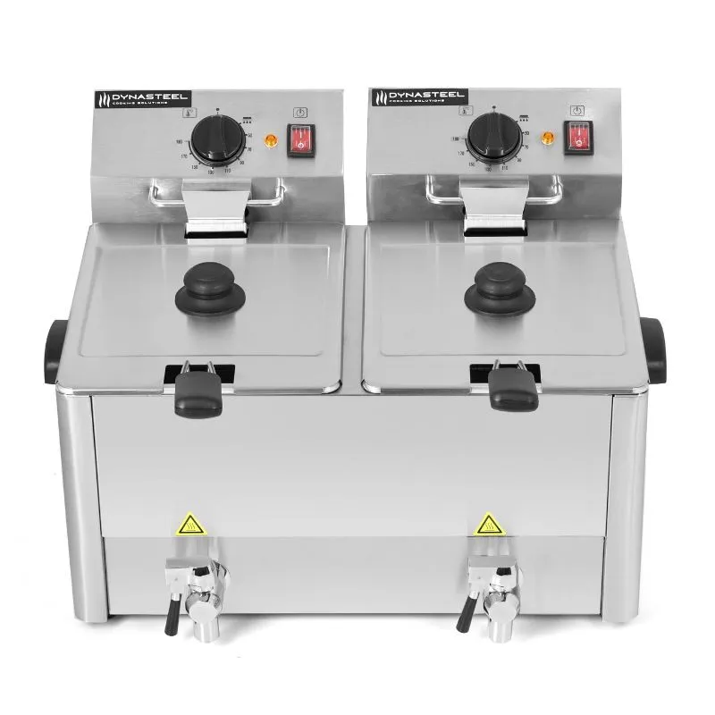 Professionelle Fritteuse 2 x 8 L mit Ablass