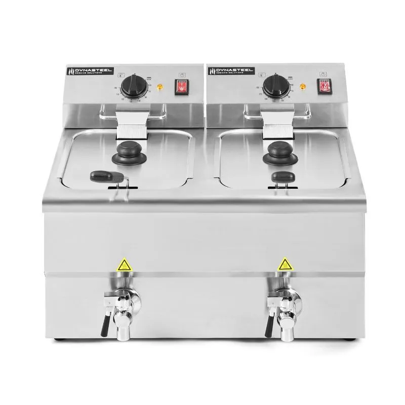 Professionelle Premium Fritteuse 2 x 8 L mit Ablass